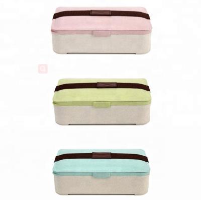 China Popular Hot Selling Compostable Freshness Keeping Wheat Straw Lunch Box Bento Box With Belt For Kids for sale