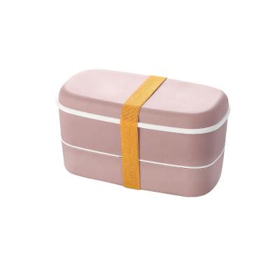 China New Style High Quality Freshness Preservation Double Layer Food Storage Lunch Box Bento Box With Belt for sale