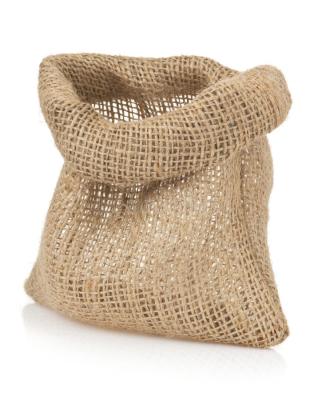 China New Stylish Small Fabric Flowers Jute Eco Bag for sale