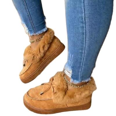 China Round Women Winter Shoes Hot Sale Fashion Fur Casual Snow Boots Warm Ankle Women Flat Boots for sale