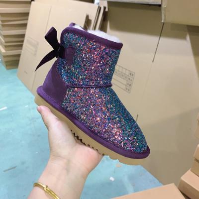 China Winter Classic Light Winter Classic Indoor Outdoor Sequins Girls Style Bling Bling Sparkle Sparkle Glitter Ankle Kids Comfortable Cute Boots for sale