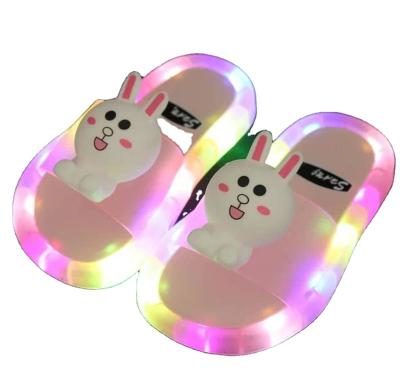 China Usb Summer Small Yellow Duck Led Flashing Light Luminous Non-slip Children's Slippers for sale