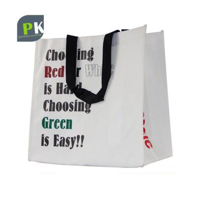 China Biodegradable Material Spunbond Woven Logo Nylon Handle Reusable Eco Custom Laminated Foldable Grocery Shopping Tote Bag For Supermarket for sale