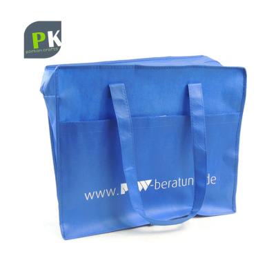 China Biodegradable Foldable Materia Tote Zipper Bag Non-woven Plastic Foldable Non-Plastic Bags With Outer Pocket for sale