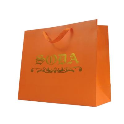 China Custom Recyclable Luxury High Quality Hot Stamping Logo Clothing Packaging Paper Shopping Bag for sale