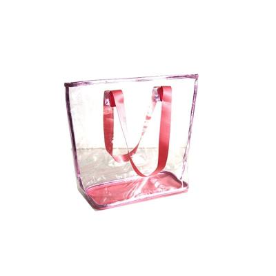 China Custom Women Transparent Fashion Clear PVC Waterproof Tote Beach Bags for sale