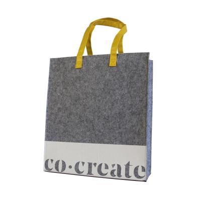 China NATIONAL Logo Document Organizer Tote Bag Fashion PU Printed Felt Beach Bag Leather Casual Tote Wool Felt 1C Per Blast Printed Design Open for sale