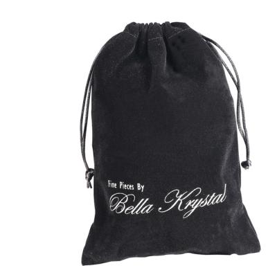 China Recyclable Custom Logo Printed Black Velvet Drawstring Pouch For Velvet Packing Packing Pouch for sale