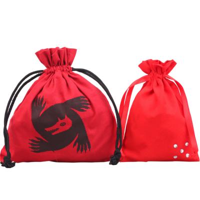 China Recyclable Custom Logo Cotton Jewelry Gift Packaging Drawstring Pouch/Light Red Natural Cloth Gift Bag/Cotton Canvas Drawstring Bag for sale