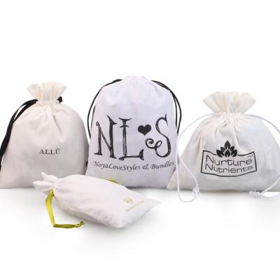 China High quality eco-friendly nature recyclable custom LOGO cotton drawstring bags pouch small/hangover bag/eco canvas cotton string bags for sale