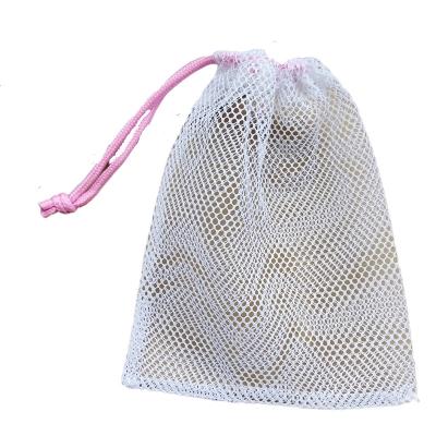 China Custom White Laundry Recyclable Small Mesh Bag Net Drawstring Bags Nylon Drawstring Packing Pouch Storage for sale