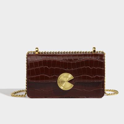 China Other YIMYIK Style Vintage Metal Lock French Women Cross - Body Bags Ladies Crocodile Pattern High Quality Chains Strap Shoulder Bags for sale