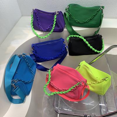 China 2022 Fashion Grid Women Shoulder Bags Breathable Wholesale PVC Macaron Color Casual Cross - Body Bag for sale