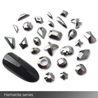 China Wholesale Pointback Flatback Crystal Stones Hematite Nail Art Rhinestones For Luxury Dress Western Wedding for sale