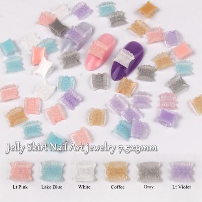 China Wholesale Resin 7.5x9MM Jelly Skirt Shape Nail Flatback Transparent Rhinestone New For DIY Nails Art Decoratns for sale