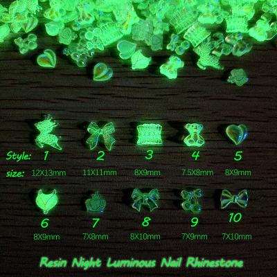 China New Flatback Night Luminous Resin Mixed Flatback Nail Art Decorations Rhinestones Suitable For Manicure for sale