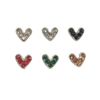 China Pointback New With Diamond Metal Flat Back Heart Shape 6MM Nail Art Rhinestones Apply To DIY Manicure Accessories 100pcs for sale