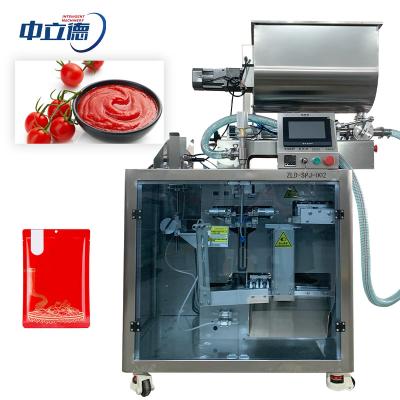 China Food Flat Bottom Pouch Liquid Filling Doypack Packaging Automatic Ketchup Filling Sealing Doypack Premade Bag Packing Machine for sale