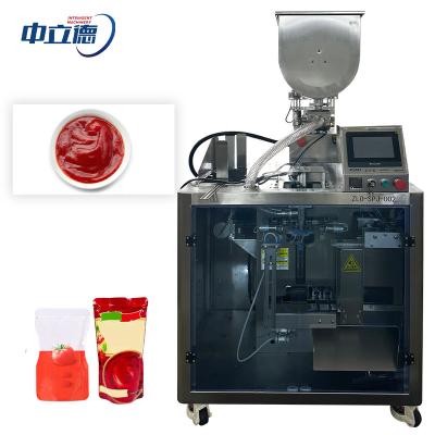 China Food Automatic Pneumatic Pump Metering Doypack Bag Green Pepper Hot Sauce Stand up Pouch Packaging Machine for sale