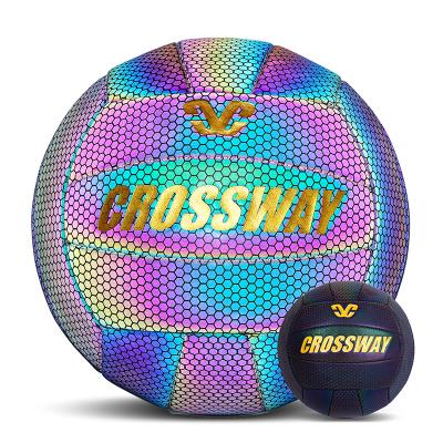 China Holographic Luminous Volleyball Light Up With Camera Flash Light Weight Indoor Soft Outdoor Reflective Volleyball Holographic Luminous Ball for sale