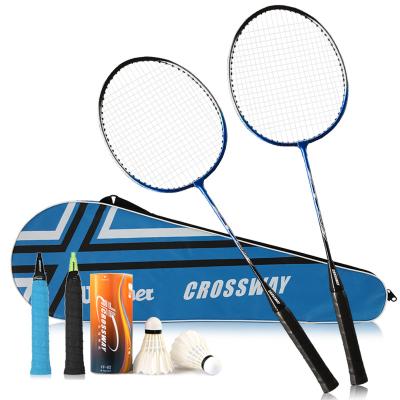 China Healthy Cheap Fashion Wooden Handle T-Joint Iron Alloy 2 Badminton Racket Game for sale