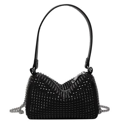 China Diamond King Feeling Shoulder Armpit Rhinestone Makeup Bag PORTABLE High Handheld Messenger Bag Fashion Chain Bag for sale