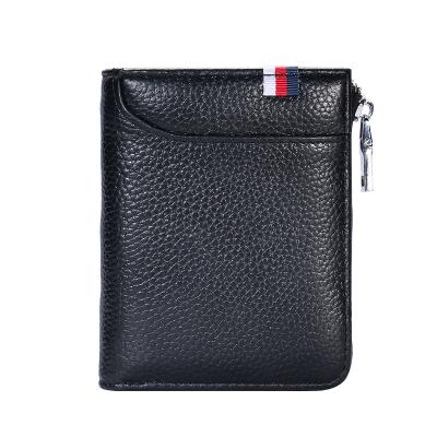 China Waterproof 2022 New Men's RFID Brush Wallet Cowhide Leather Short Bag Cowhide Wallet Anti-theft Card Holder Brush Collecting Bag for sale