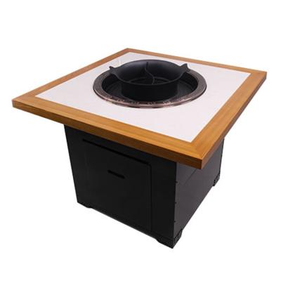 China Modern High Quality Smokeless Hot Pot Integrated Restaurant Table Barbecue Table for sale