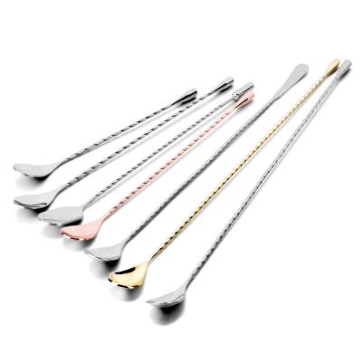 China Viable 304 Steel Bar Wire Spoon Stainless Fine Bar Cocktail Spoon Mixing Stirrer Stirring Bar Spoon for sale