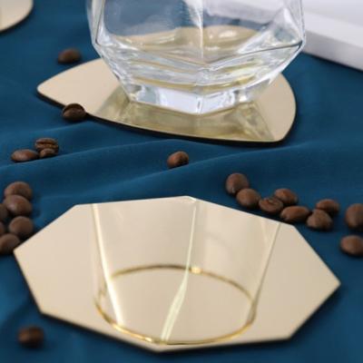 China Viable Wholesale Stainless Square Mats Custom Octagon Circular Tea Cup Triangle Triangle Shape Customized Metal Coasters for sale