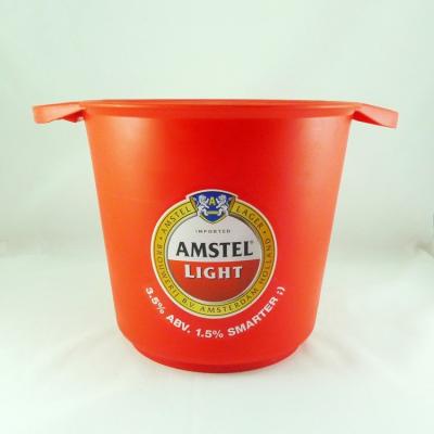 China Sustainable Factory Customized Multifunctional Circular Double Handle Plastic Ice Bucket With Bottle Opener for sale