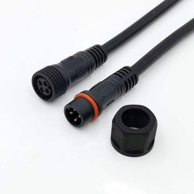 China Power Factory Direct Male Female 4 Pin OEM ODM Power Connector M14 Black PVC Waterproof Electrical Plugs for sale