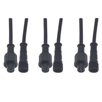 China Hot Sale M11 Male Female Power Plugs Black Waterproof PVC Cable Connector For Waterproof LED for sale