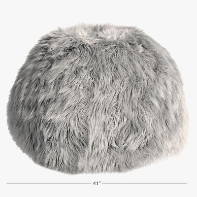 China VISI Storage Fashion Soft Faux Fur Gray Bean Bag Chair Teardrop Living Room Sofa Bean Bag Chair With EPS Beans for sale