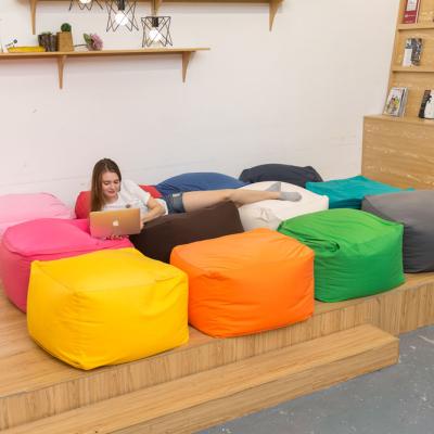 China Colorful Square Living Room Removable Rest Cover Floor Stool Pouf, Soft Elastic Bean Bag Chair Stool Tray for sale