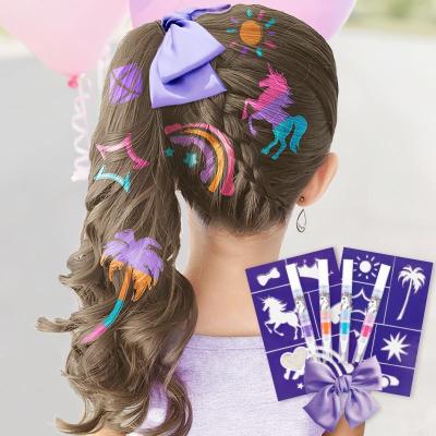 China Niños Autoexpresión Kit de creta para el cabello Unicornio Color temporal para el cabello Enjuague en venta