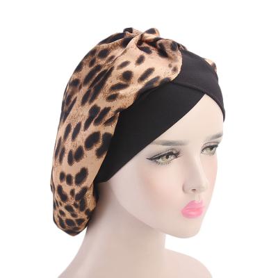 China New Fashion Design Pattern Printing Silk Sleep Cap Hair Wrap Turban Hat For Women for sale