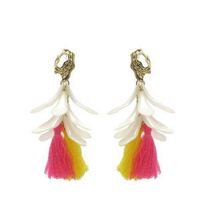 China BOHEMIA Bohemian Handmade Women Dangle Colorful Acrylic Earrings Tassel Earrings for sale