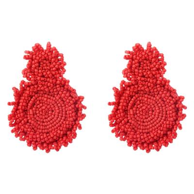 China Charm Handmade Bohemian Large Exotic Flower Stud Earrings Fashion Beaded Drop Earrings for sale