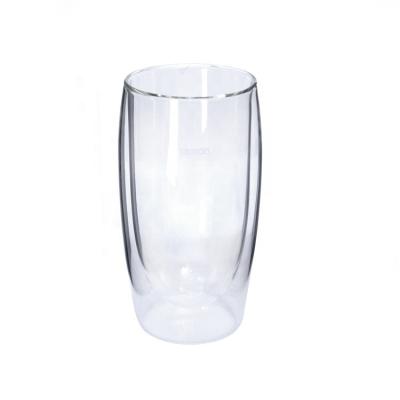 China Reusable Handmade Double Wall Glass Mug Eco Friendly Sustainable With High Borosilicate Glass for sale