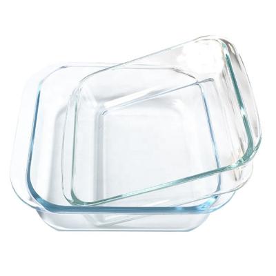 China Disposable Square Shape Bake Dishes Pans Microwave Oven Tempered Glass Baking Tray for sale