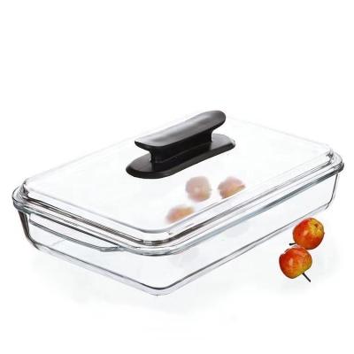 China Sustainable 3.0L Rectanglar Glass Casserole With Lid Pyrex Casserole for sale