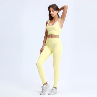 China Instagram Set Popular New Design Color Breathable Women High Waist Bra Leggings For Yoga Sports for sale