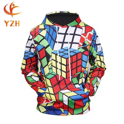 China Cheap Colorful Anti-pilling Rubik's Cube Embroidered Plain Cotton Hoodies for sale