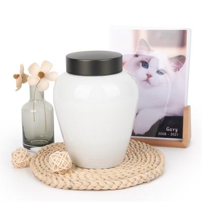 China Wholesale Viable Ceramic Pet Urns Sealed Metal Lid Large Ceramic Pet Urn Pet Cremation Ashes Urns For Pet Keepsake Pet Animal Urns for sale