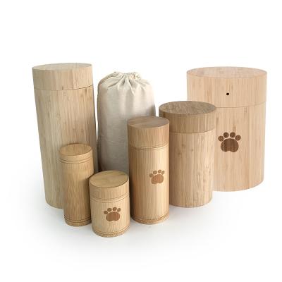 China Eco Viable Wholesale Bamboo Pet Urn Eco Biodegradable Urn For Ashes Cremation Urna Dog Cat Urn Aquamation Ashes Scattering Tube for sale