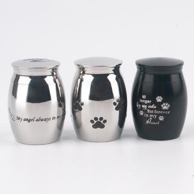 China Viable Accessories Coral Funeral Cremation Container Pot Stainless Steel Pet Memorial Urn Keepsake For Ashes Pet Urns Paw for sale