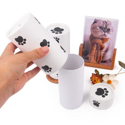 China Cheap Viable Pet Urn Paw Paper Scatter Tube Customized Printing Available Biodegradable Cremation Urn For Pet Ashes Scattering for sale