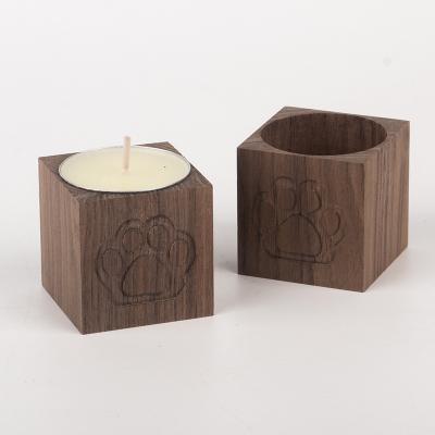 China Small European Cute Wooden Dog Memorial Souvenirs Cat Paw Cube Backrest Coral Pet Style Ornaments Decorative Candlestick for sale