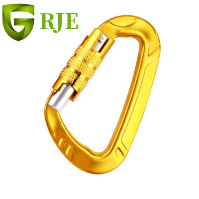 China Outdoor Sports Safety Lock Hook Carabiner Mountaineering Aluminum D-Type Buckle For Increasing Camping Rappelling etc. rescue climbing for sale